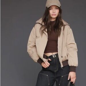 Avec Les Filles  High Neck Sale! Sz M Cropped Bomber  NWT   Urban Minimalism